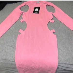 pink cut out sweater dress the material is thick!!